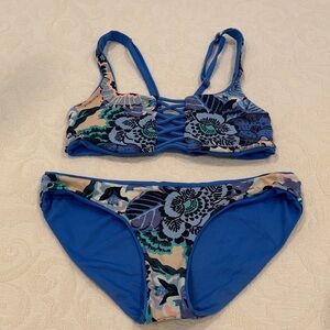 Maaji reversible Blue Floral Lace-Up Bikini Set - Women Swim